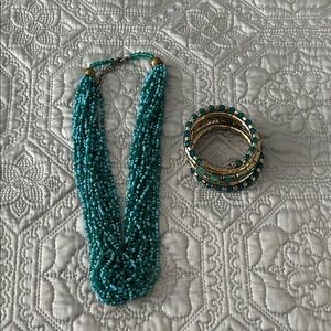 Variety of necklaces and bracelets.